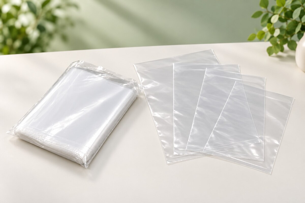 Clear plastic poly bags in assorted sizes