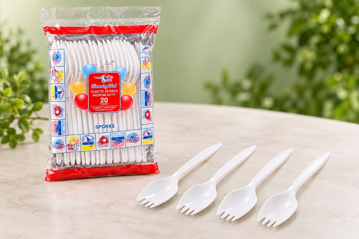 Humming Bird white plastic sporks